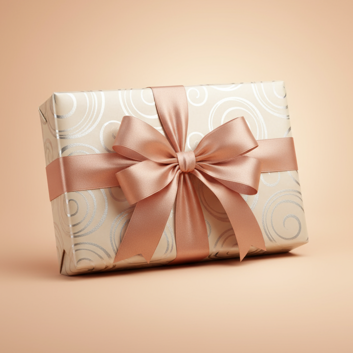 gift card, no text, looks like a present, light orange background