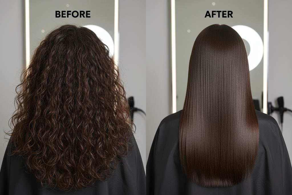 hair straightening before and after